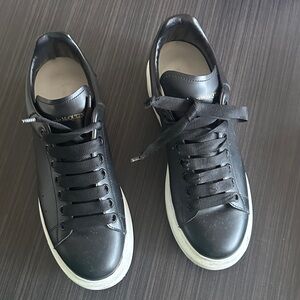 Alexander McQueen Black Leather Sneakers with White Soles